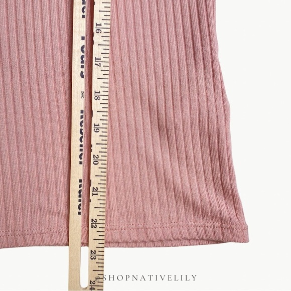 Reformation Women's Bardot Ribbed Knit Square Neck Top Sz Medium, Blush Pink - Picture 13 of 15